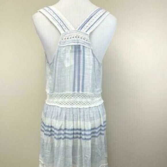 NWT Urban Outfitters M Blue White Crochet stripe Dress Lightweight Boho - Picture 3 of 6